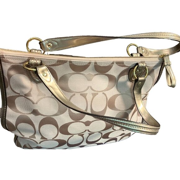 Coach J1220 Gallery Tote Authentic Entrupy Certified Signature Jacquard &Leather - Picture 5 of 10